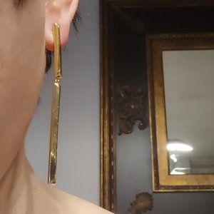 Kate Spade Raise the Bar Gold Tone Double Drop Linear Earrings NWOT